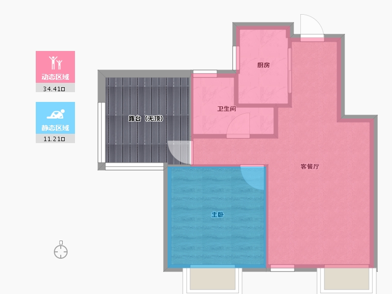 四川省-成都市-蓝光青城河谷国际度假区(14,15)号楼53m²-49.39-户型库-动静分区