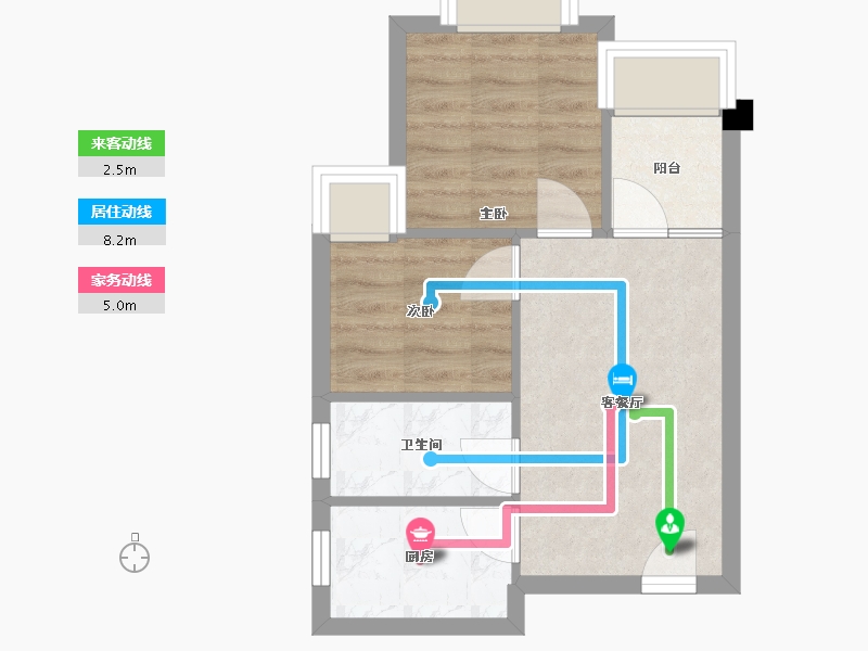 四川省-成都市-蓝光青城河谷国际度假区E3户型57m²-39.02-户型库-动静线