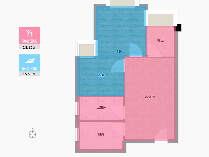 四川省-成都市-蓝光青城河谷国际度假区E3户型57m²-39.02-户型库-动静分区