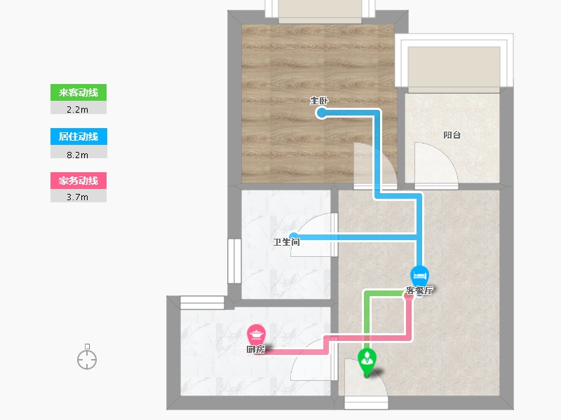 四川省-成都市-蓝光青城河谷国际度假区E1户型42m²-29.81-户型库-动静线