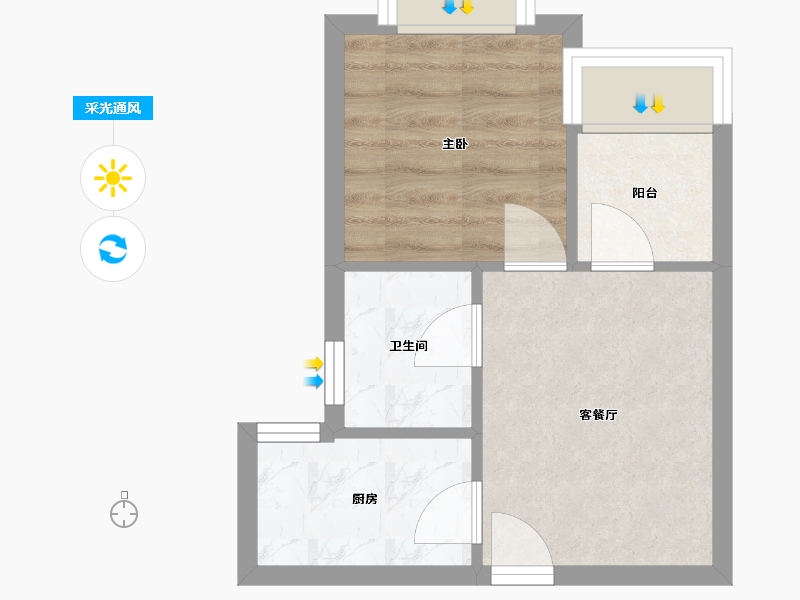 四川省-成都市-蓝光青城河谷国际度假区E1户型42m²-29.81-户型库-采光通风