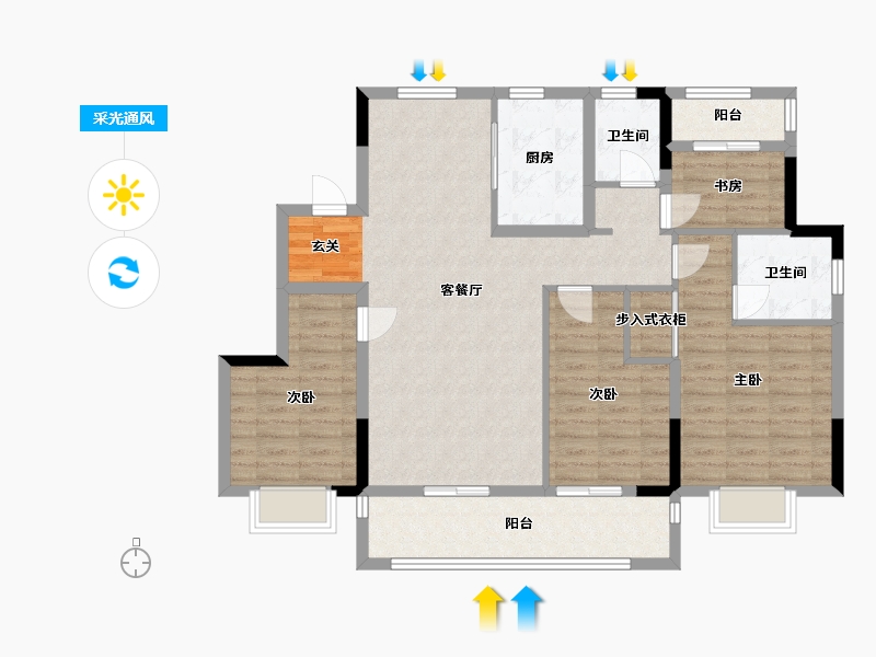 浙江省-宁波市-悦隽明湖府-109.08-户型库-采光通风