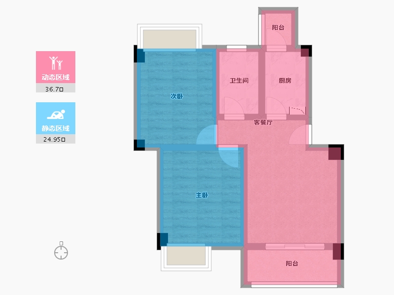 四川省-成都市-青城上院F2户型73m²-53.26-户型库-动静分区