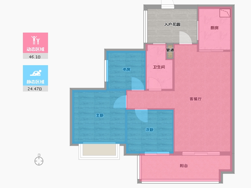 四川省-成都市-融创文旅城(B6-4,B1-5,B1-6)栋88m²-70.40-户型库-动静分区