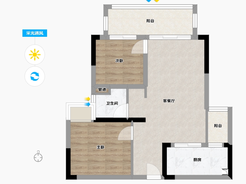 四川省-成都市-融创文旅城(B6-4,B1-5,B1-6)栋75m²-59.23-户型库-采光通风