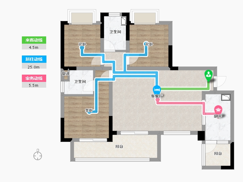 四川省-成都市-融创文旅城(B6-4,B1-5,B1-6)栋108m²-83.17-户型库-动静线