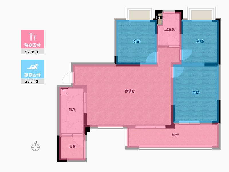 四川省-成都市-融创文旅城(B6-4,B1-6)栋100m²-79.02-户型库-动静分区