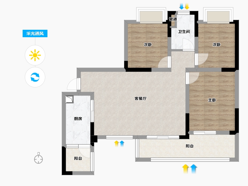 四川省-成都市-融创文旅城(B6-4,B1-6)栋100m²-79.02-户型库-采光通风