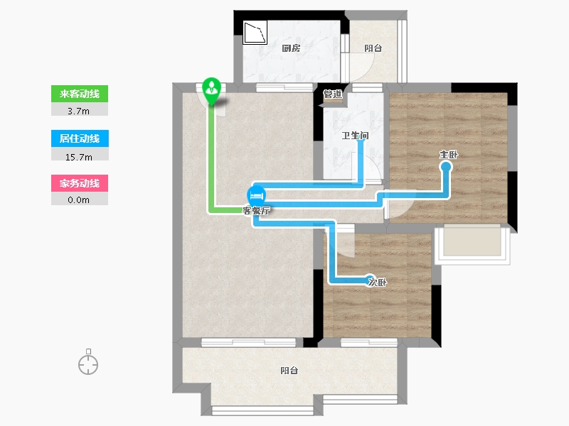 四川省-成都市-融创文旅城(B6-5,B6-6,B6-7)栋77m²-62.32-户型库-动静线