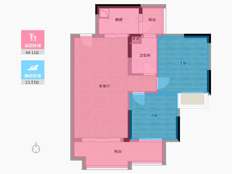 四川省-成都市-融创文旅城(B6-5,B6-6,B6-7)栋77m²-62.32-户型库-动静分区