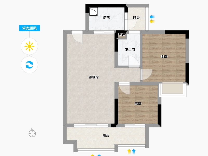 四川省-成都市-融创文旅城(B6-5,B6-6,B6-7)栋77m²-62.32-户型库-采光通风