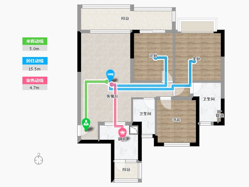 四川省-成都市-融创文旅城A1-9-4号楼106m²-85.64-户型库-动静线