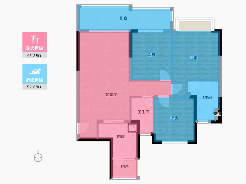 四川省-成都市-融创文旅城A1-9-4号楼106m²-85.64-户型库-动静分区