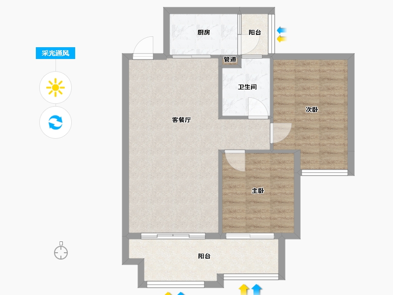 四川省-成都市-融创文旅城A１-９-(１,４)号楼8２m²-67.30-户型库-采光通风