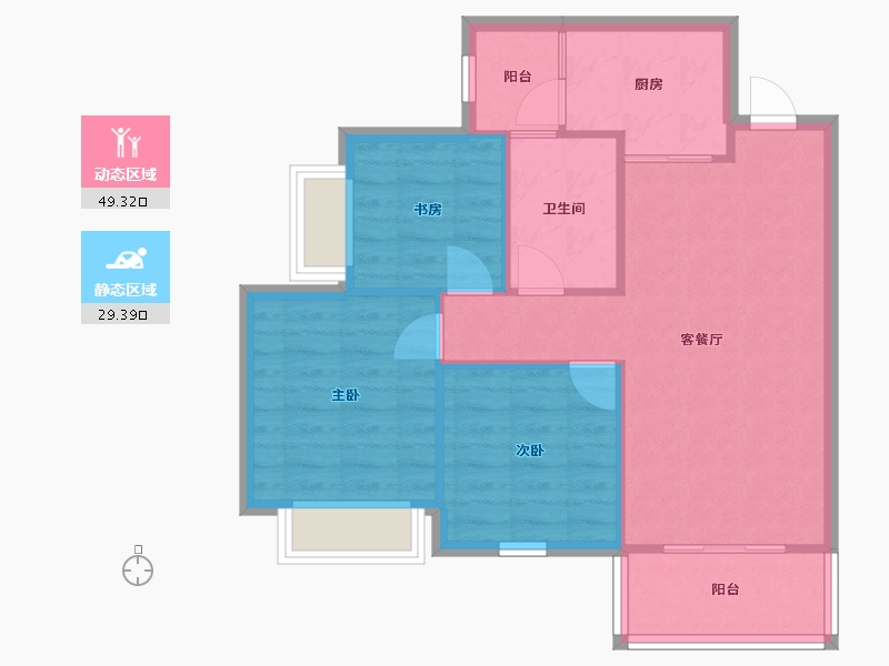 四川省-成都市-融创文旅城A2-6-(8,9,10,11)号楼92m²-71.44-户型库-动静分区