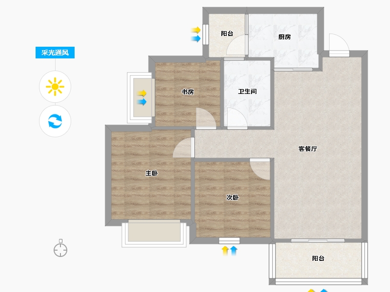 四川省-成都市-融创文旅城A2-6-(8,9,10,11)号楼92m²-71.44-户型库-采光通风