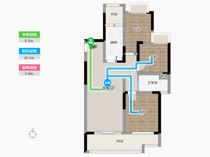 四川省-成都市-融创文旅城A3户型105m²-81.48-户型库-动静线