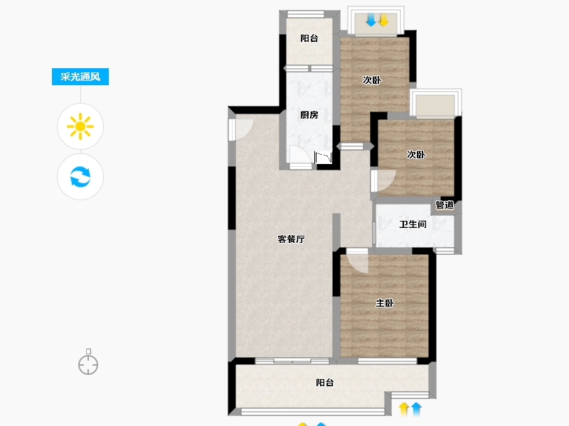 四川省-成都市-融创文旅城A3户型105m²-81.48-户型库-采光通风