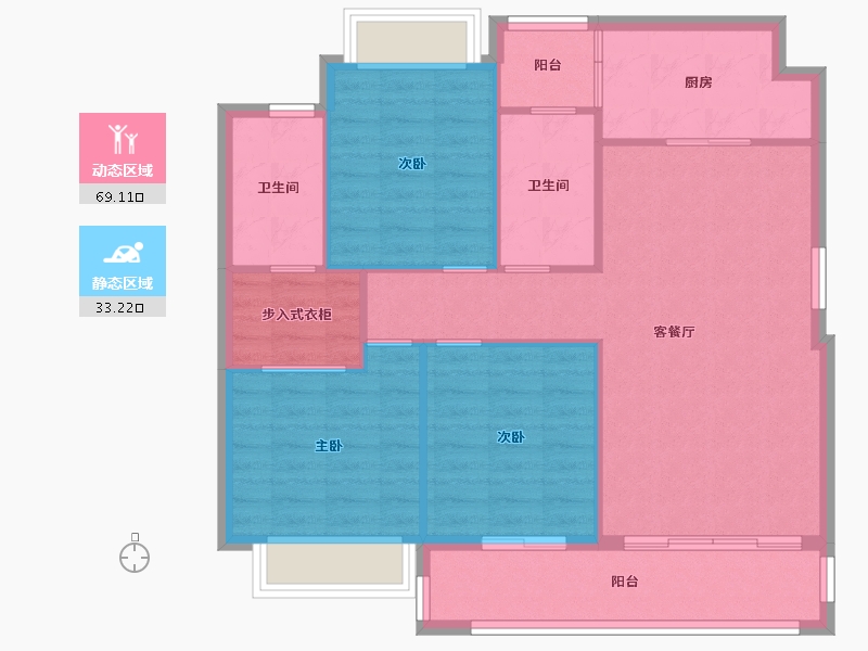 四川省-成都市-融创文旅城A2-6-Y(2,3,4,5,6,7)号楼114m²-93.48-户型库-动静分区