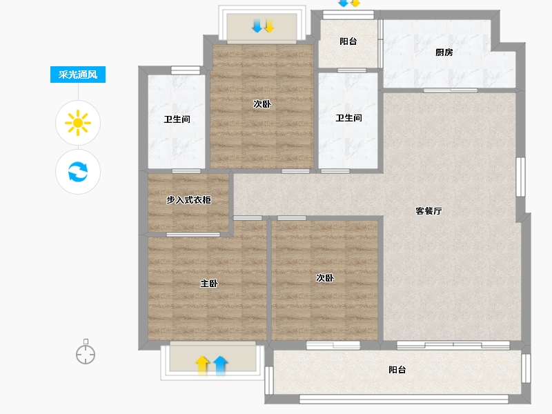 四川省-成都市-融创文旅城A2-6-Y(2,3,4,5,6,7)号楼114m²-93.48-户型库-采光通风