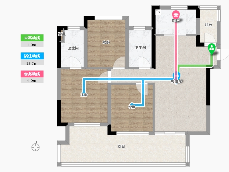 四川省-成都市-梦享春山可望(50,51)号楼94m²-87.80-户型库-动静线