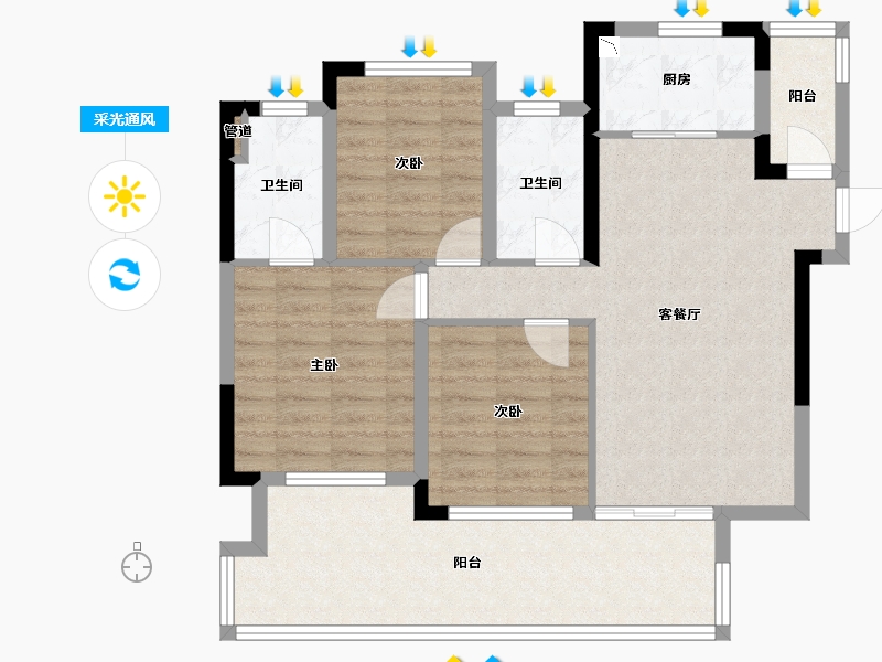 四川省-成都市-梦享春山可望(50,51)号楼94m²-87.80-户型库-采光通风