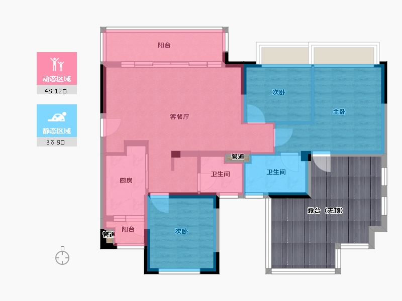 四川省-成都市-梦享春山可望(52,55,54)号楼95m²-93.17-户型库-动静分区