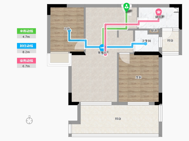 四川省-成都市-梦享春山可望46号楼67m²-68.41-户型库-动静线