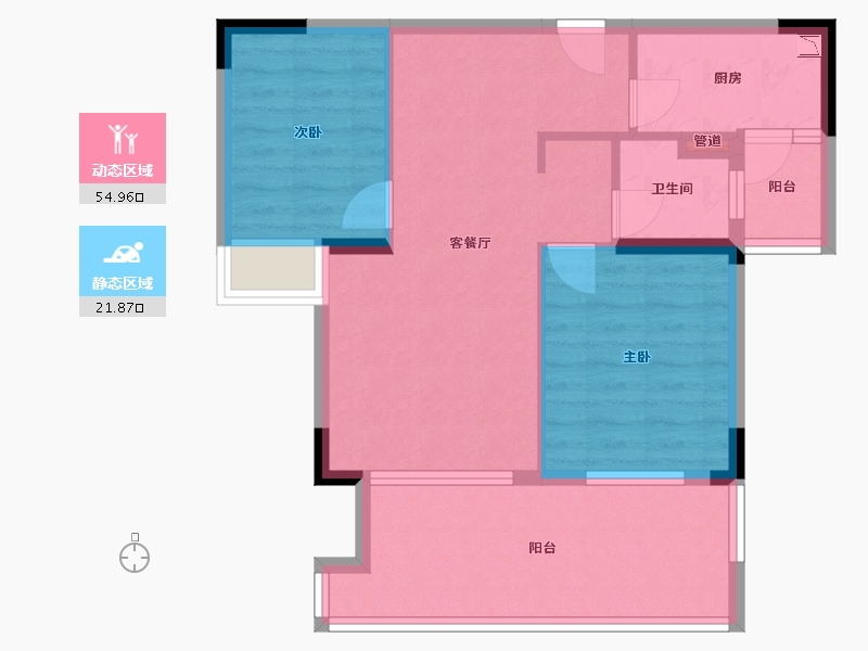 四川省-成都市-梦享春山可望46号楼67m²-68.41-户型库-动静分区