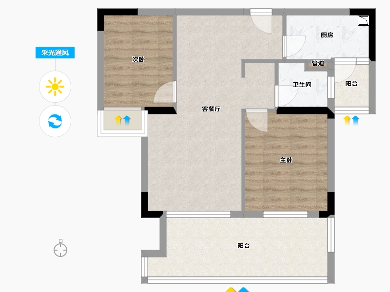 四川省-成都市-梦享春山可望46号楼67m²-68.41-户型库-采光通风