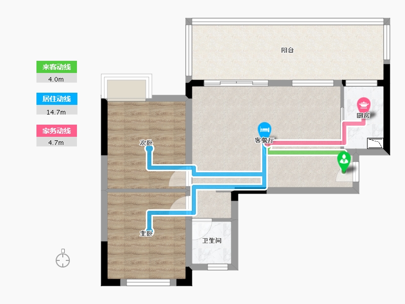 四川省-成都市-梦享春山可望46号楼67m²-70.29-户型库-动静线