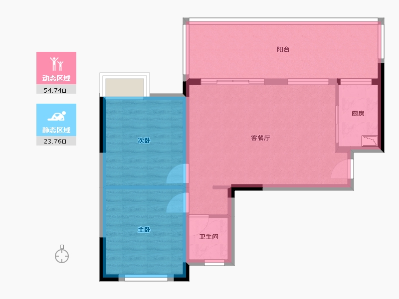 四川省-成都市-梦享春山可望46号楼67m²-70.29-户型库-动静分区