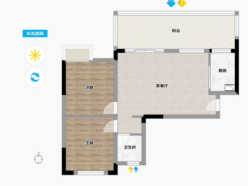 四川省-成都市-梦享春山可望46号楼67m²-70.29-户型库-采光通风