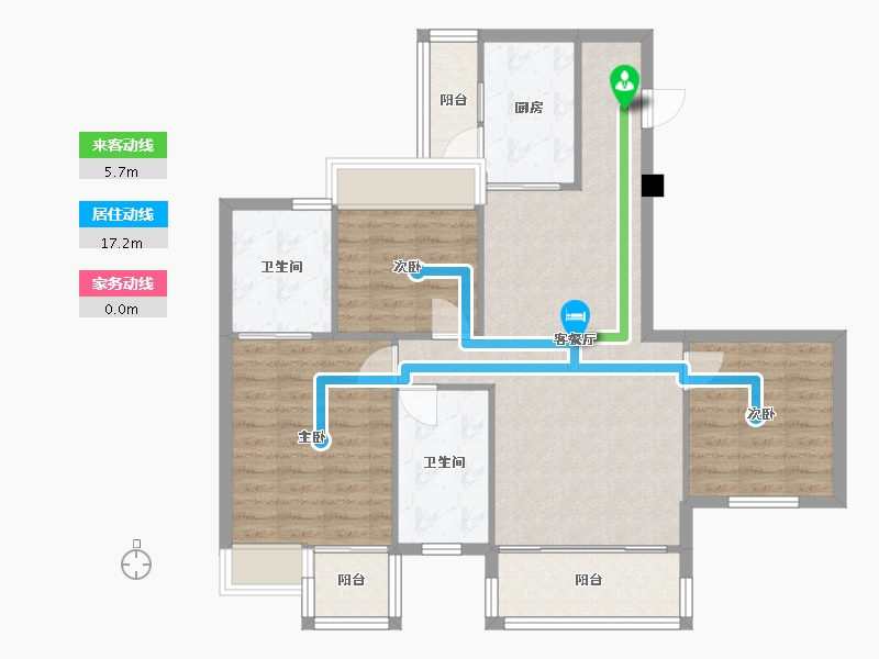 四川省-成都市-南峰水岸华府Ｄ2户型115m²-91.99-户型库-动静线