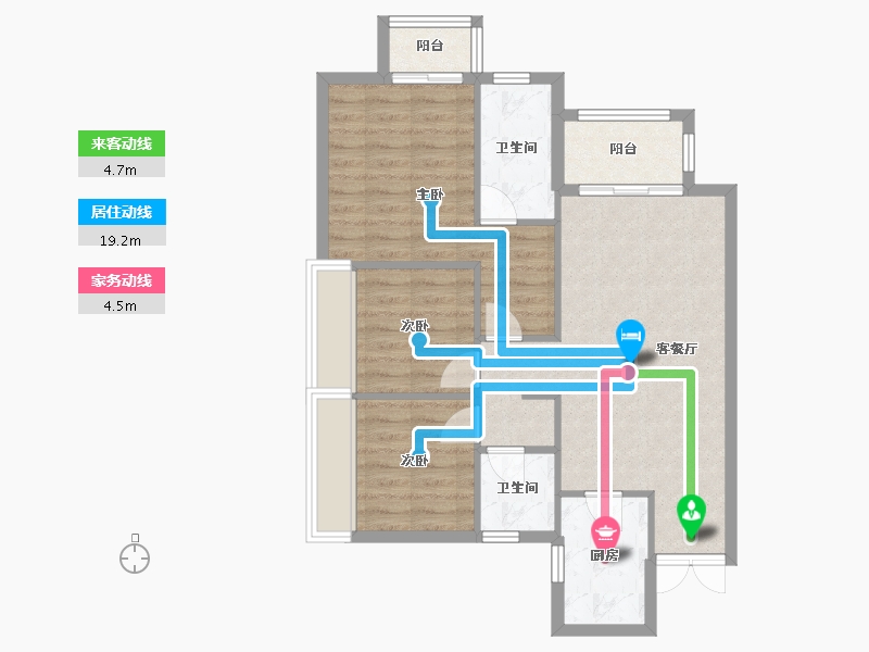 四川省-成都市-南峰水岸华府F2户型102m²-76.71-户型库-动静线