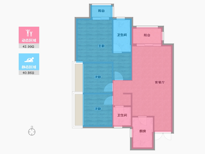 四川省-成都市-南峰水岸华府F2户型102m²-76.71-户型库-动静分区