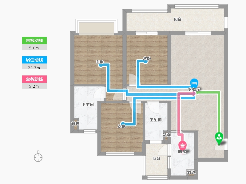 四川省-成都市-融创文旅城B5-5-5栋109m²-86.98-户型库-动静线