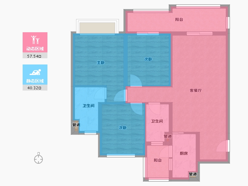 四川省-成都市-融创文旅城B5-5-5栋109m²-86.98-户型库-动静分区