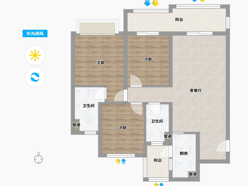 四川省-成都市-融创文旅城B5-5-5栋109m²-86.98-户型库-采光通风