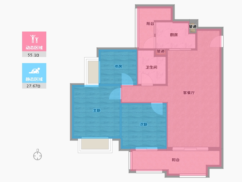 四川省-成都市-融创文旅城B6-5栋90m²-75.01-户型库-动静分区