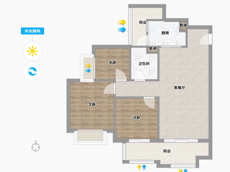 四川省-成都市-融创文旅城B6-5栋90m²-75.01-户型库-采光通风