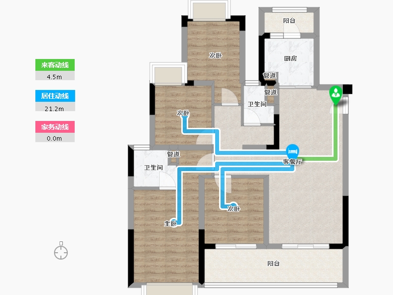 四川省-成都市-融创文旅城B6号楼130m²-94.90-户型库-动静线