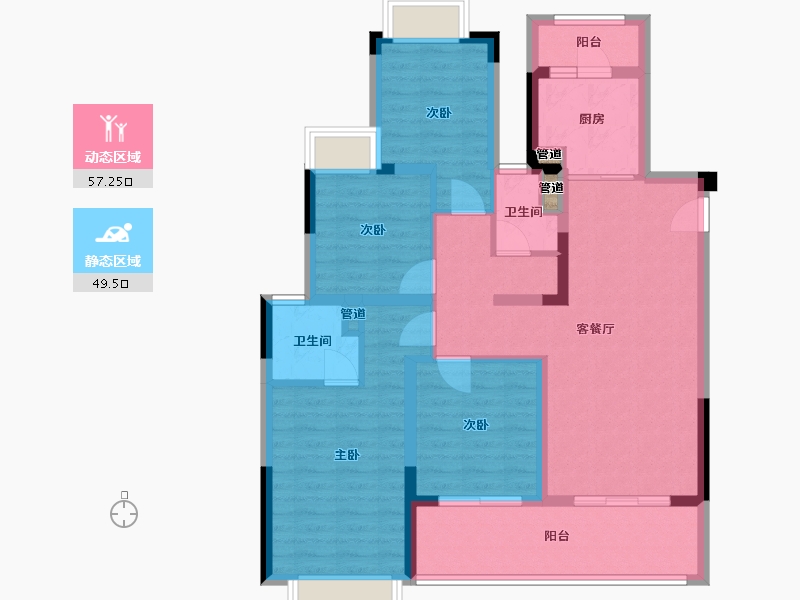 四川省-成都市-融创文旅城B6号楼130m²-94.90-户型库-动静分区