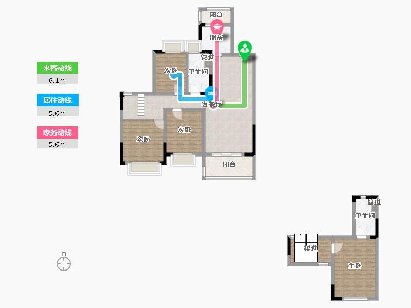 四川省-成都市-融创文旅城B6号楼142m²-114.96-户型库-动静线