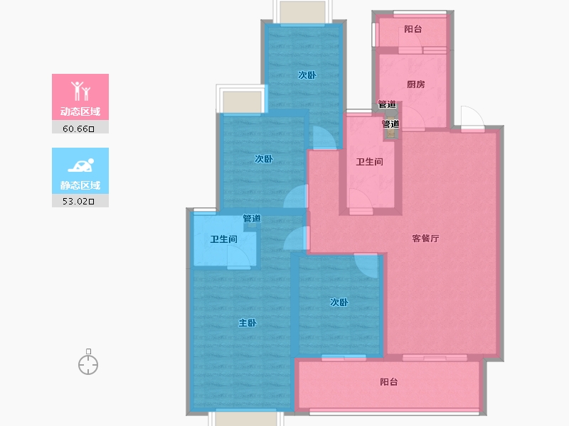 四川省-成都市-融创文旅城C4-1-Y15栋132m²-100.77-户型库-动静分区