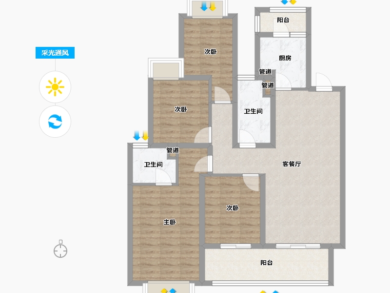 四川省-成都市-融创文旅城C4-1-Y15栋132m²-100.77-户型库-采光通风