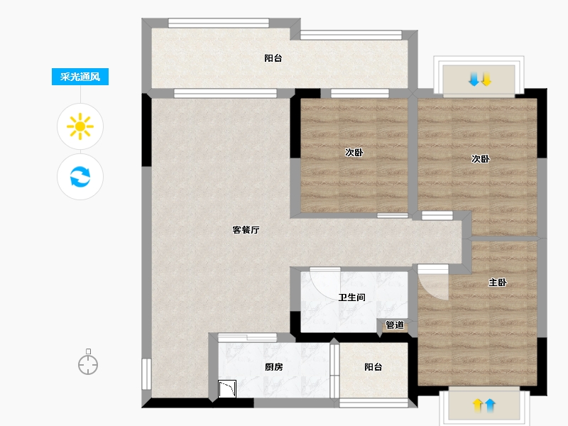 四川省-成都市-融创文旅城B1栋98m²-79.51-户型库-采光通风