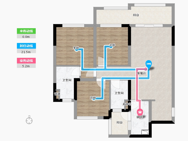 四川省-成都市-融创文旅城B1栋108m²-85.82-户型库-动静线