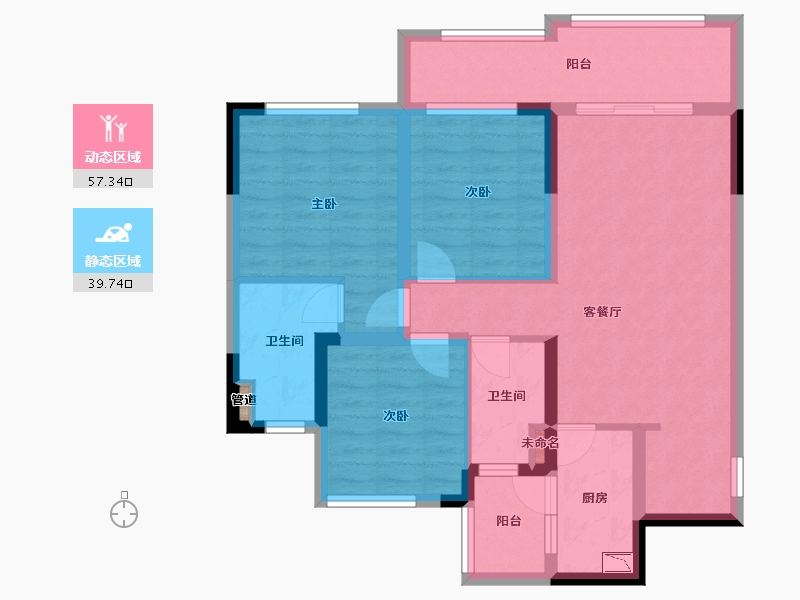 四川省-成都市-融创文旅城B1栋108m²-85.82-户型库-动静分区