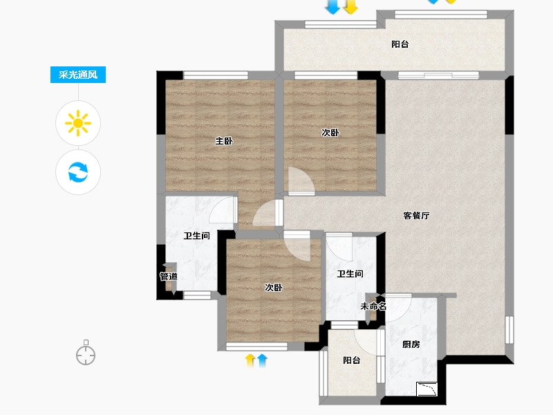 四川省-成都市-融创文旅城B1栋108m²-85.82-户型库-采光通风